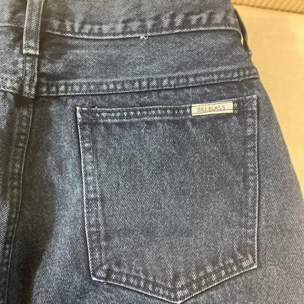 Vintage Bill Blass High Rise Pleated Mom Jeans Dark Wash Blue Tapered Size 16 - Picture 9 of 10